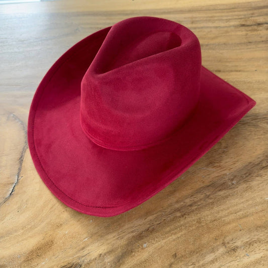 Best seller Vegan Suede Cowboy hat stiff flat brim: Wine / ONE SIZE