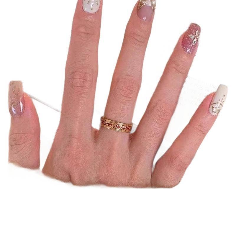 Vintage-Inspired Statement Ring: Enamel Vintage Ring Gold-Tone / Adjustable