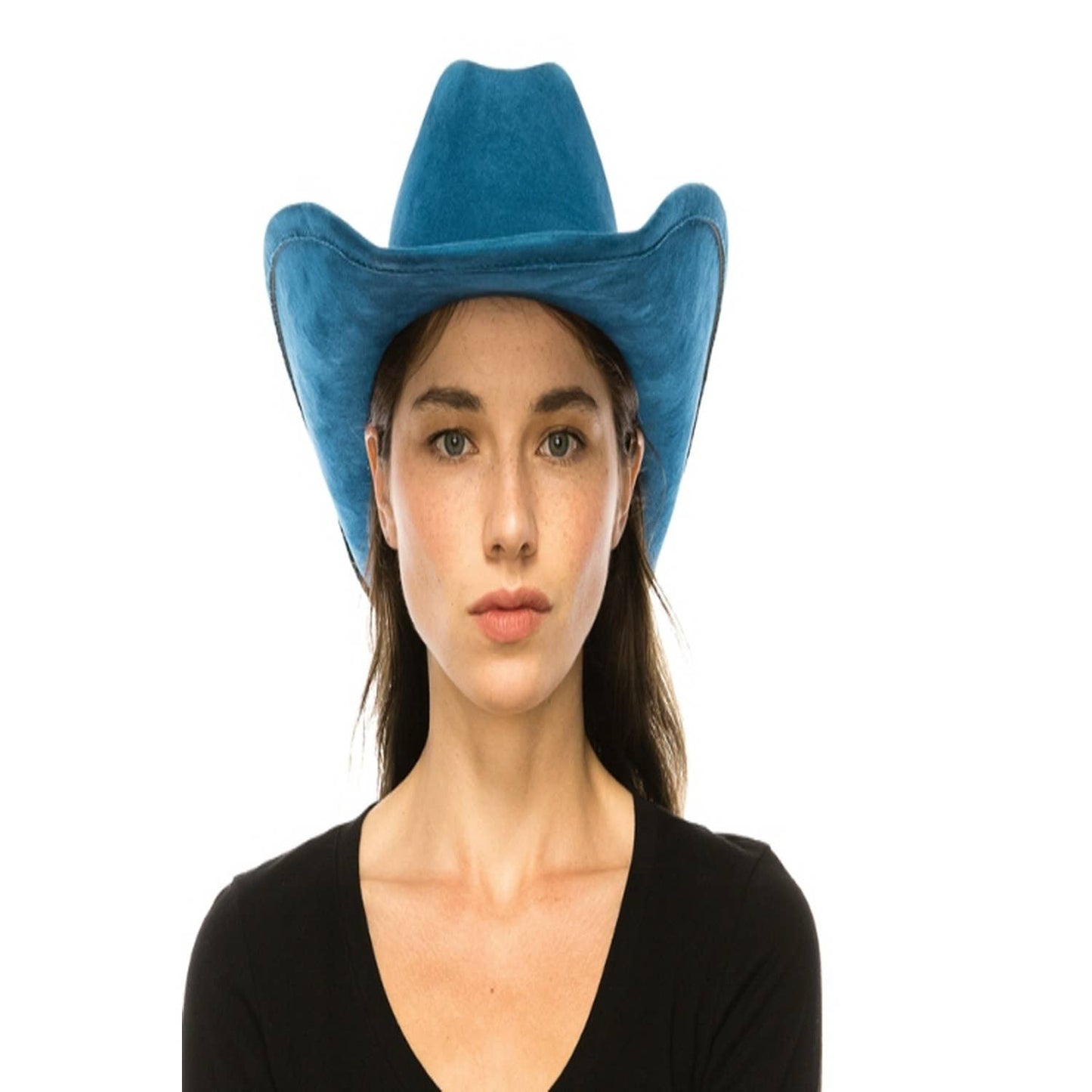 VEGAN SUEDE CATTLEMAN COWBOY HAT: BLACK / ONE SIZE