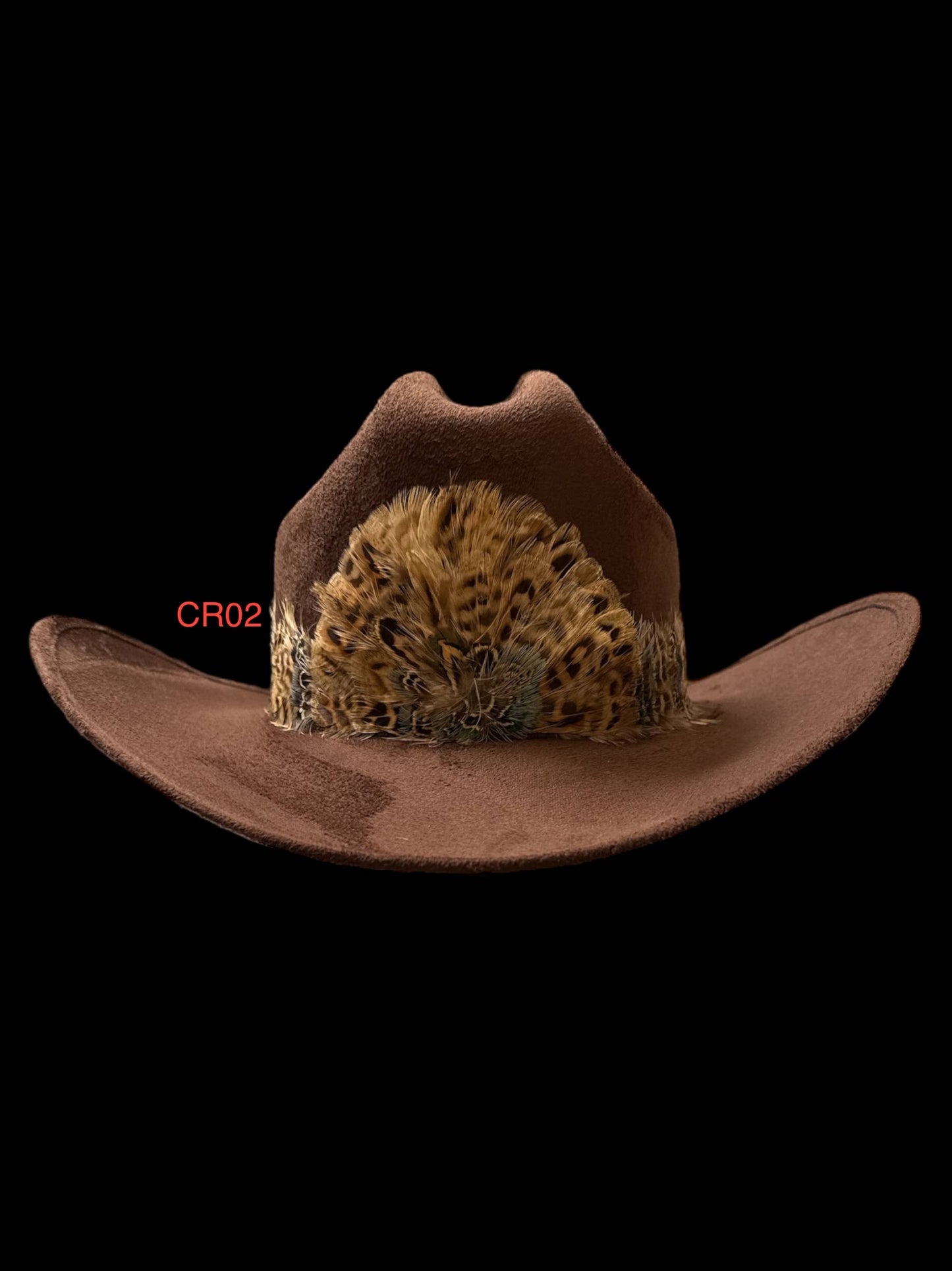 Feather Hat Band Middle Crown with strap tie: Light Brown #CR02
