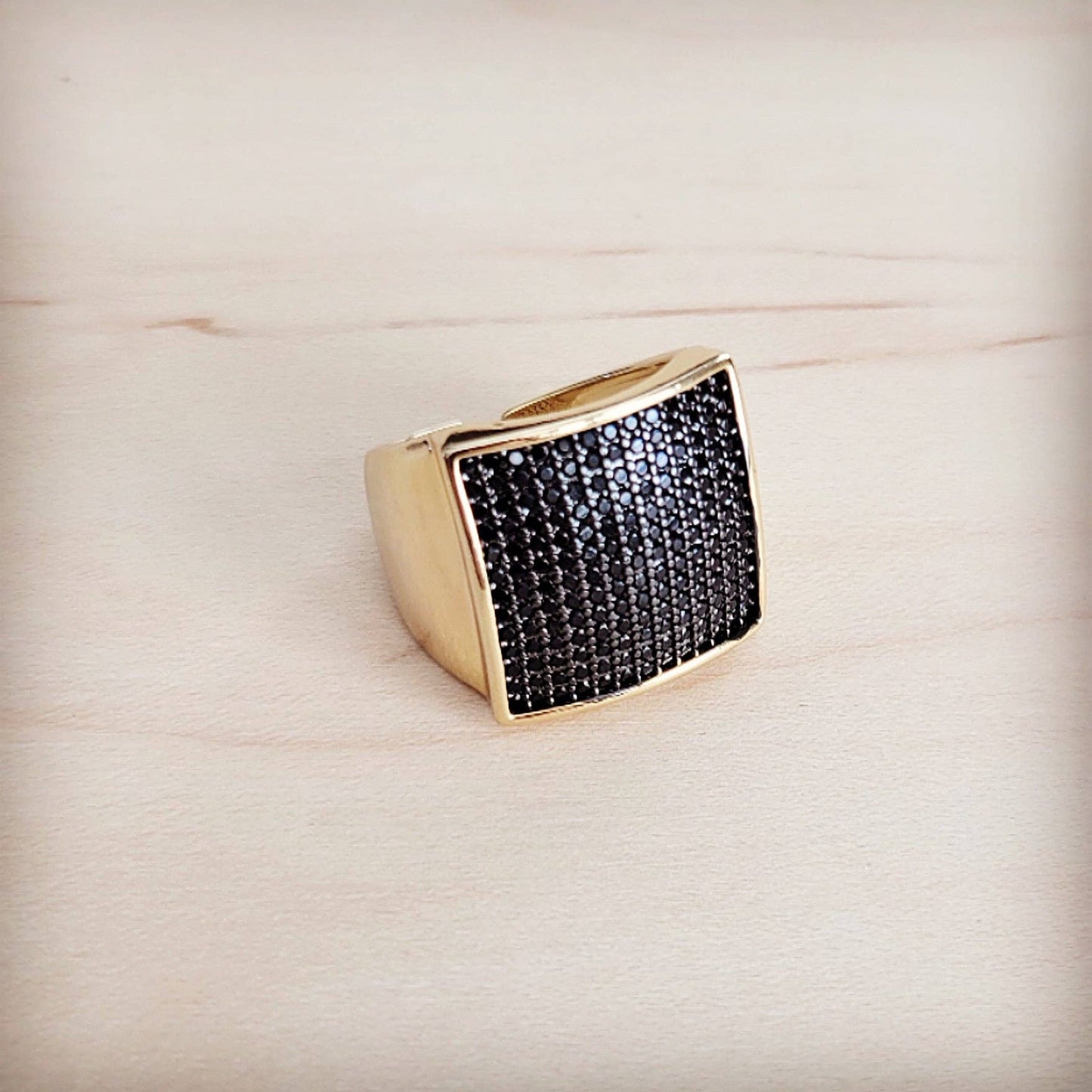 Square Sparkle Gilded Statement Ring 013nn