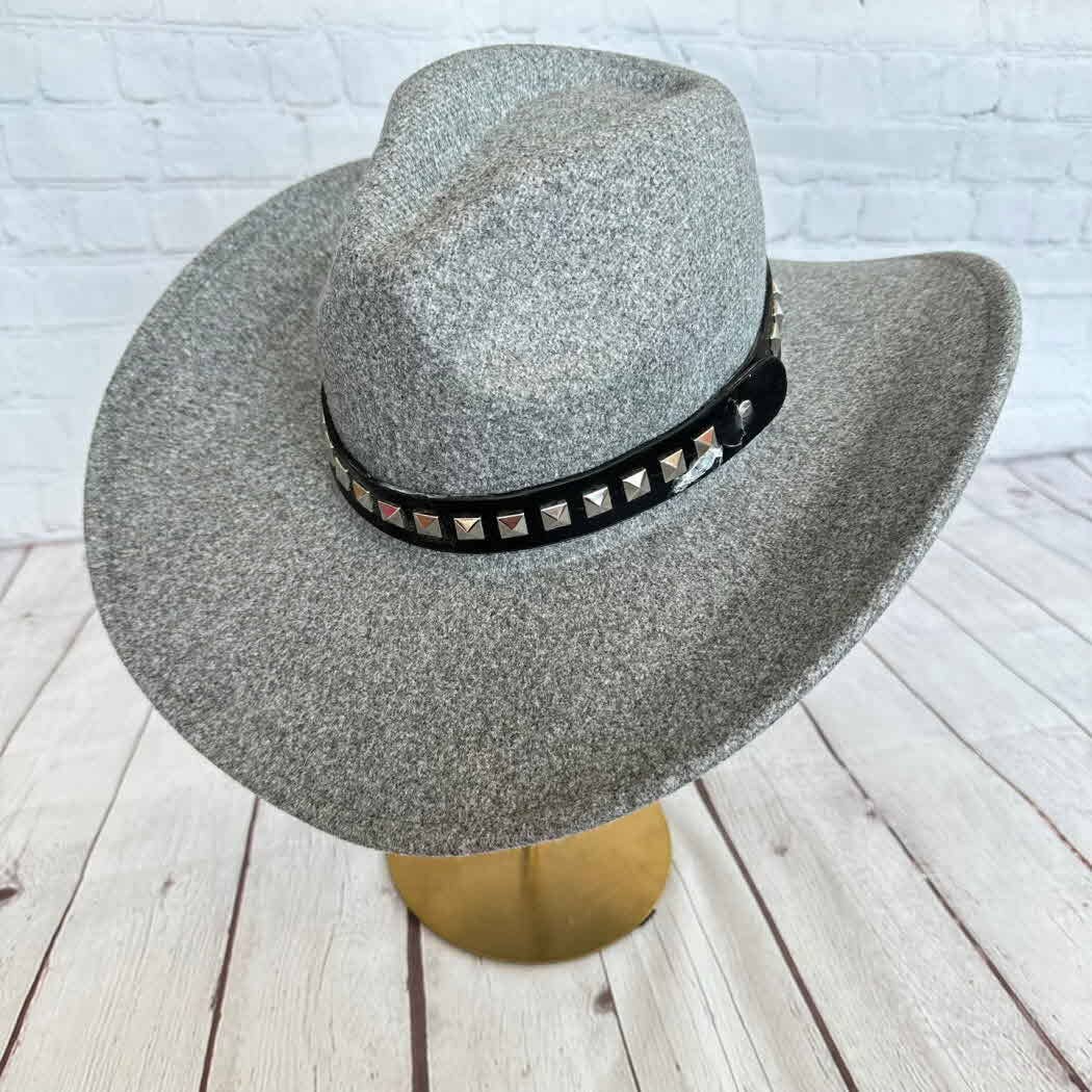 Vegan Cattlemen Cowboy Hat with Embellishments leather Belt: BROWN / ONE SIZE