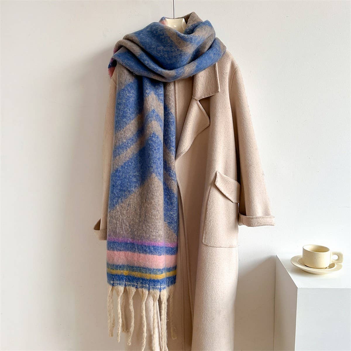 Autumn Winter Long Scarf - Thick Cozy Wrap_CWASC0974: KHAKI / (OS) 2