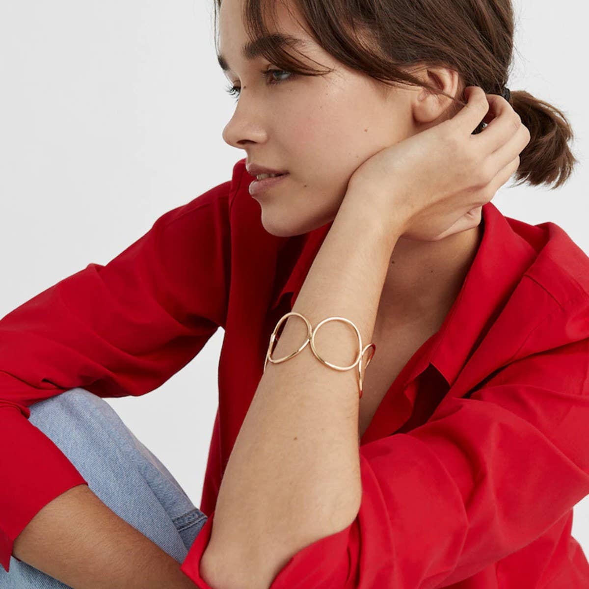 Stylish Irregular Large Circle Open Cuff Bracelet_CWAJE4900: TYPE1 / (OS) 1