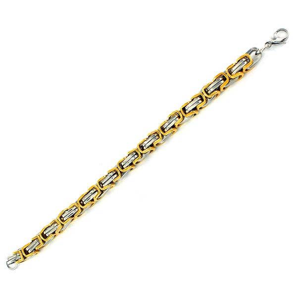 Two Tone Stainless Steel Byzantine Chain Bracelet