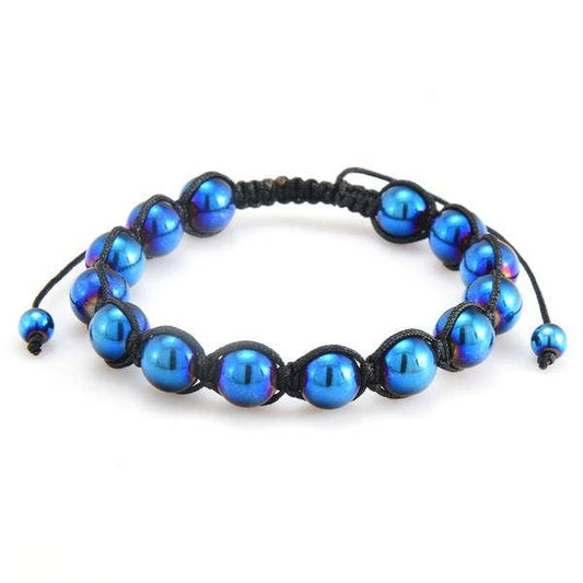 Polished Plated Hematite Stone Beaded Adjustable Bracelet