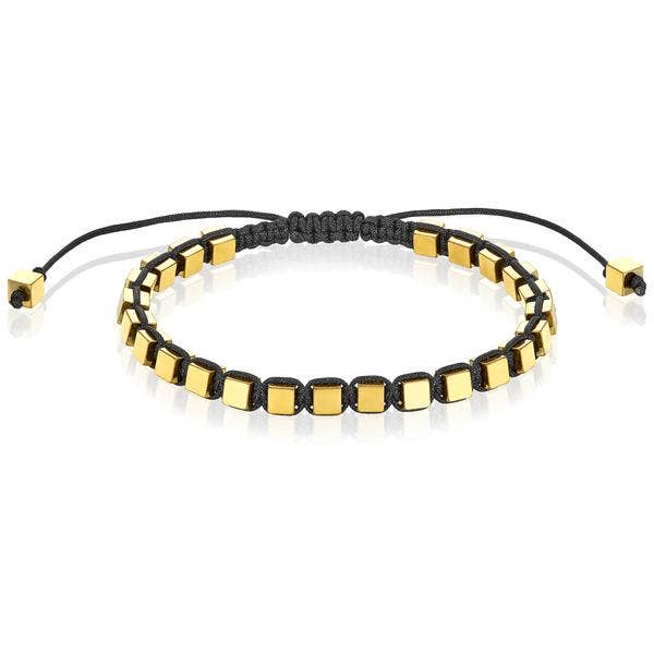 Small Hematite Cube Stone Adjustable Bracelet - 4mm
