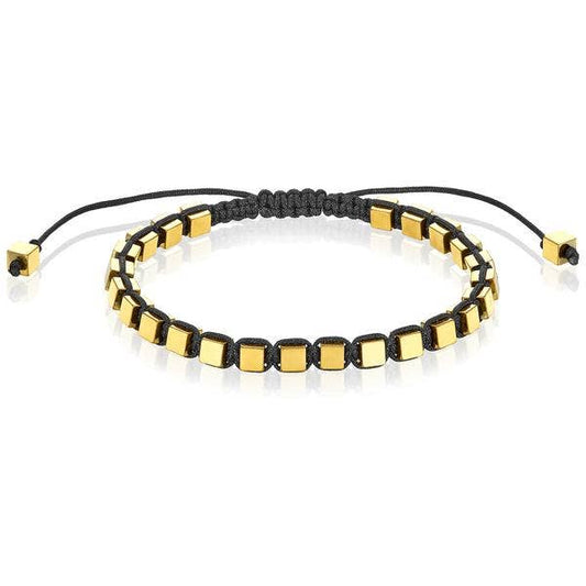 Small Hematite Cube Stone Adjustable Bracelet - 4mm