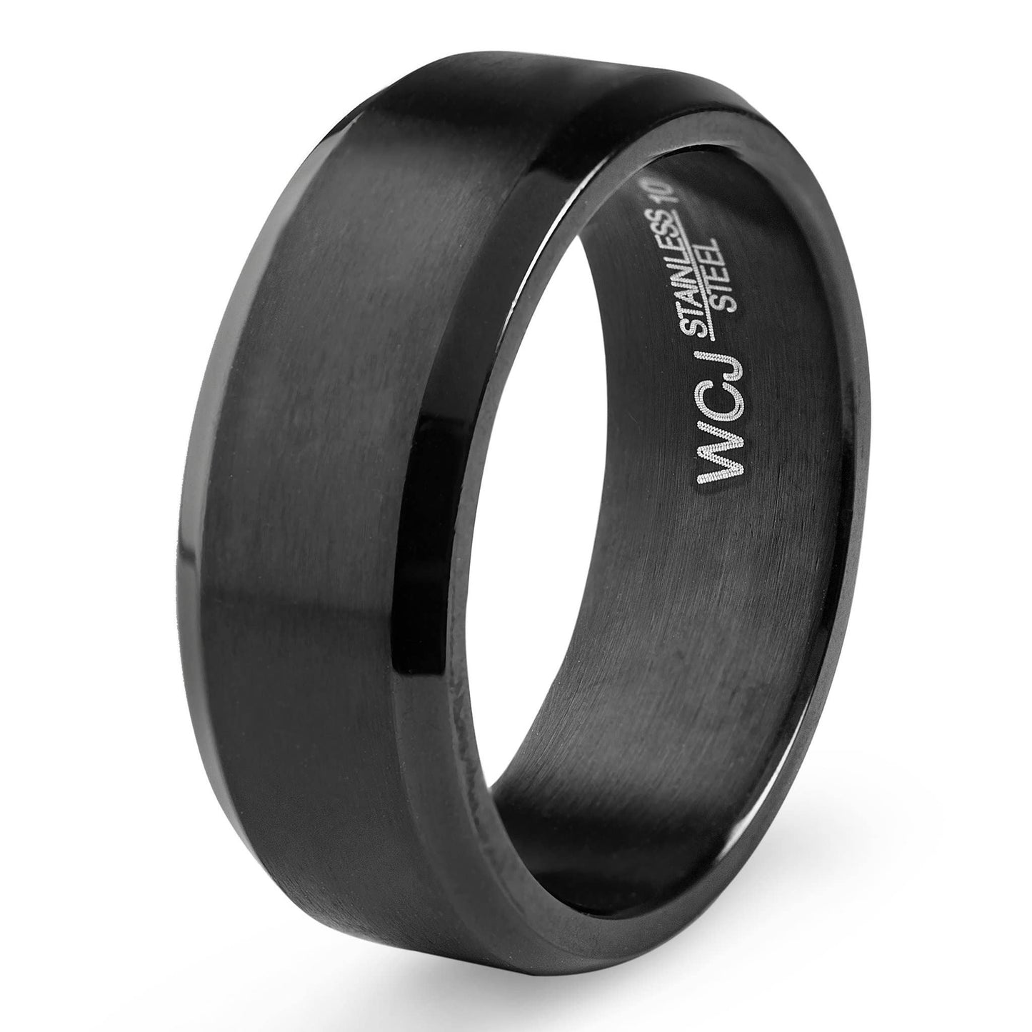 Brushed and Polished Stainless Steel Ring - 8mm: 10