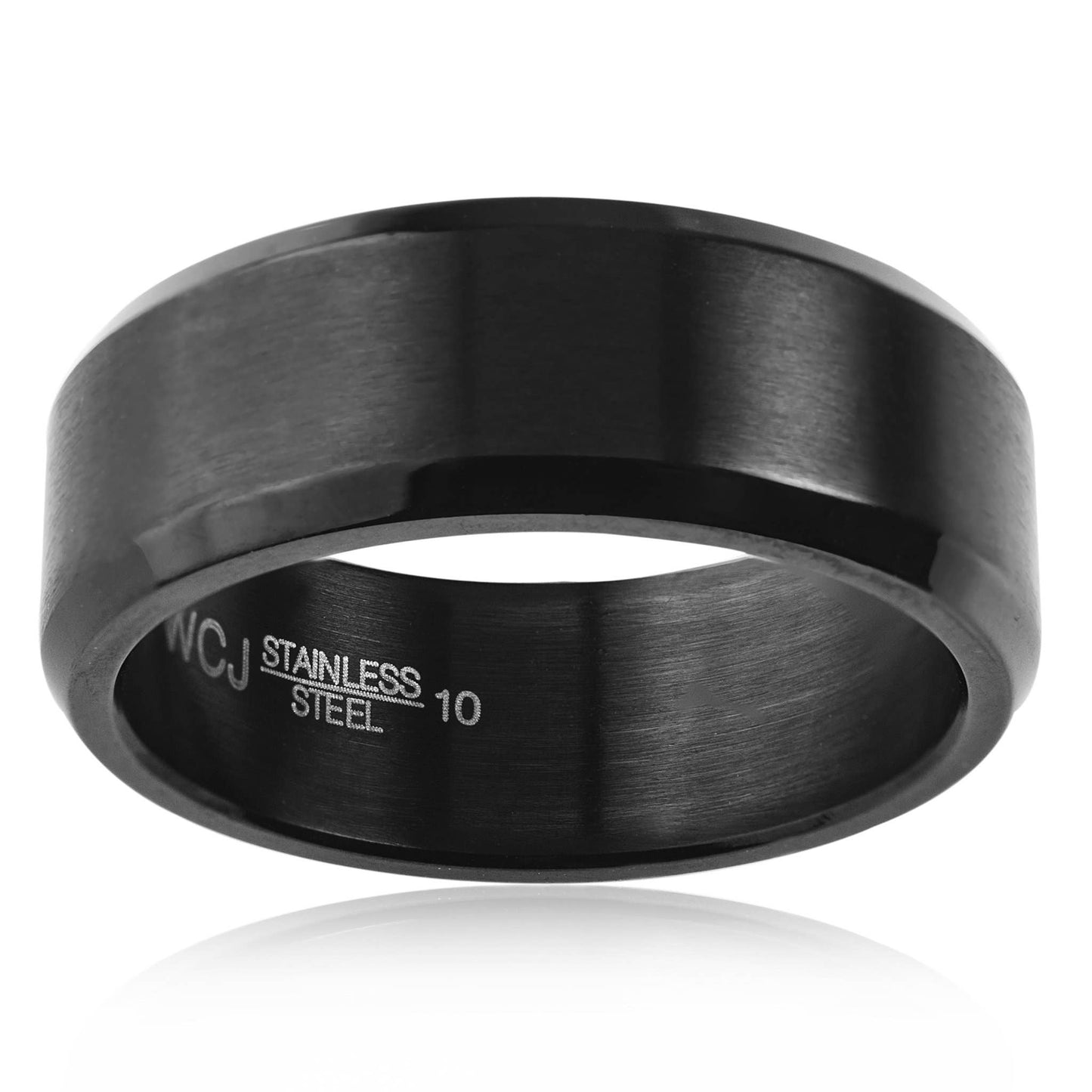 Brushed and Polished Stainless Steel Ring - 8mm: 11