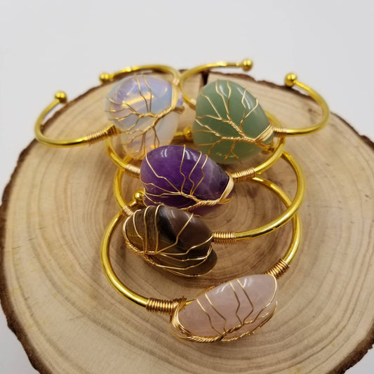 Handmade Natural Crystal  Heart Bracelet - Mother'S Day Gift: Purple