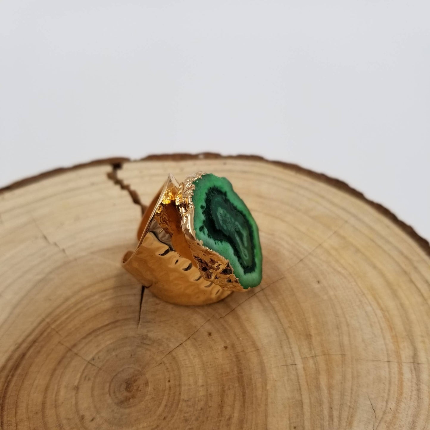 Rough Cut Stone Ring: Green