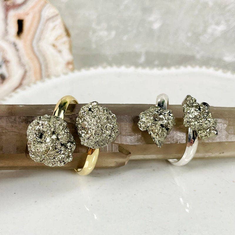 Assorted Double Crystal Rings - Aquamarine, Selenite, Quartz: Silver / Aquamarine
