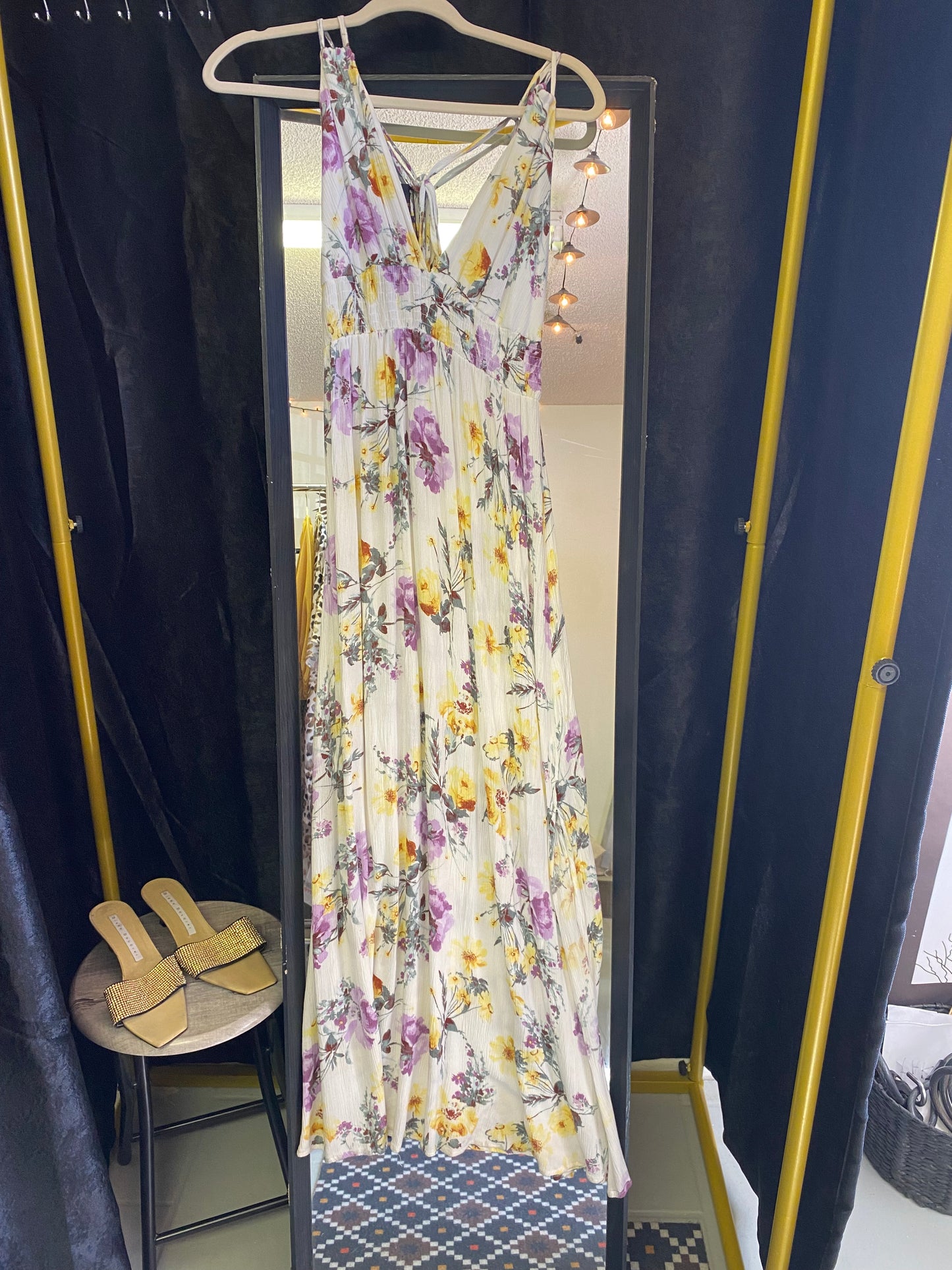Long flower strap dress size small
