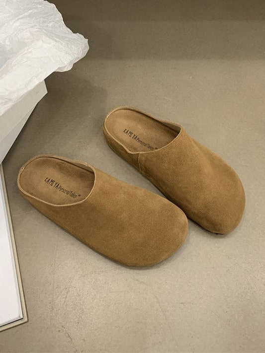 Round-Toe Split-Joint Flat Shoes Slippers&Mules: BROWN / US 8 | EU 38 2/3 | UK 5.5 | CN 39