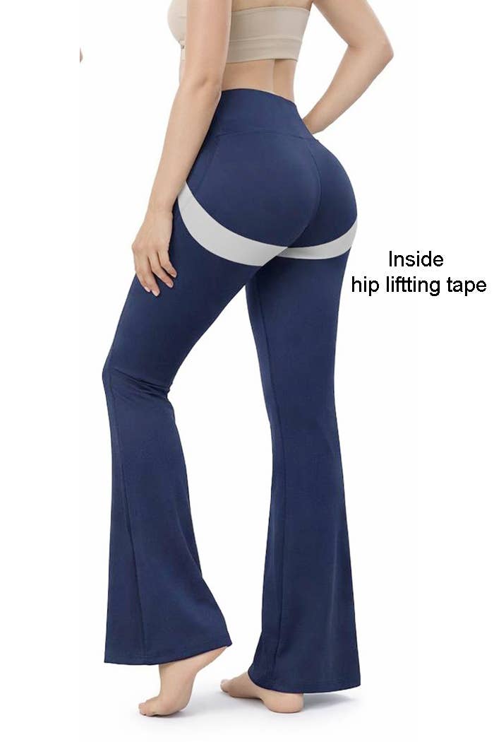 Faja waist control hip lifting flare body shaper yoga pants: Navy
