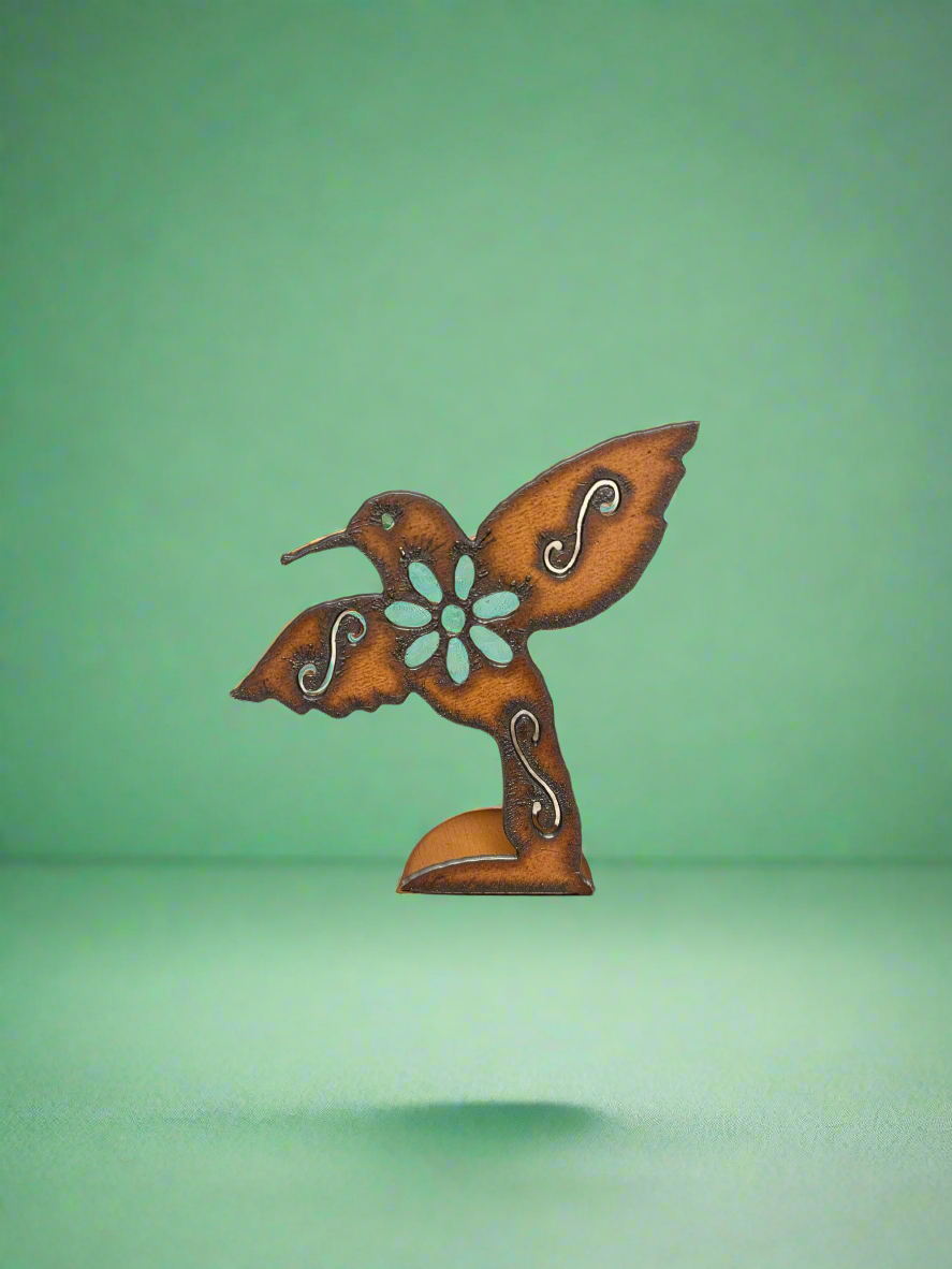 Hummingbird Garden Friend Rustic Metal Standing Figurine