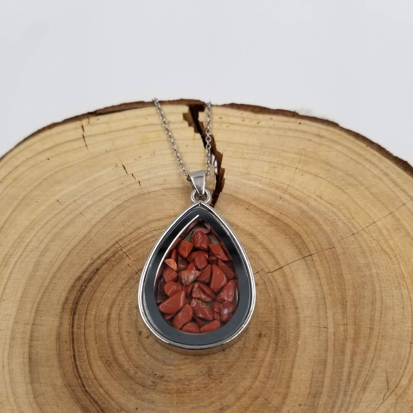 Natural Crushed Stone Wishing Necklace: Blue