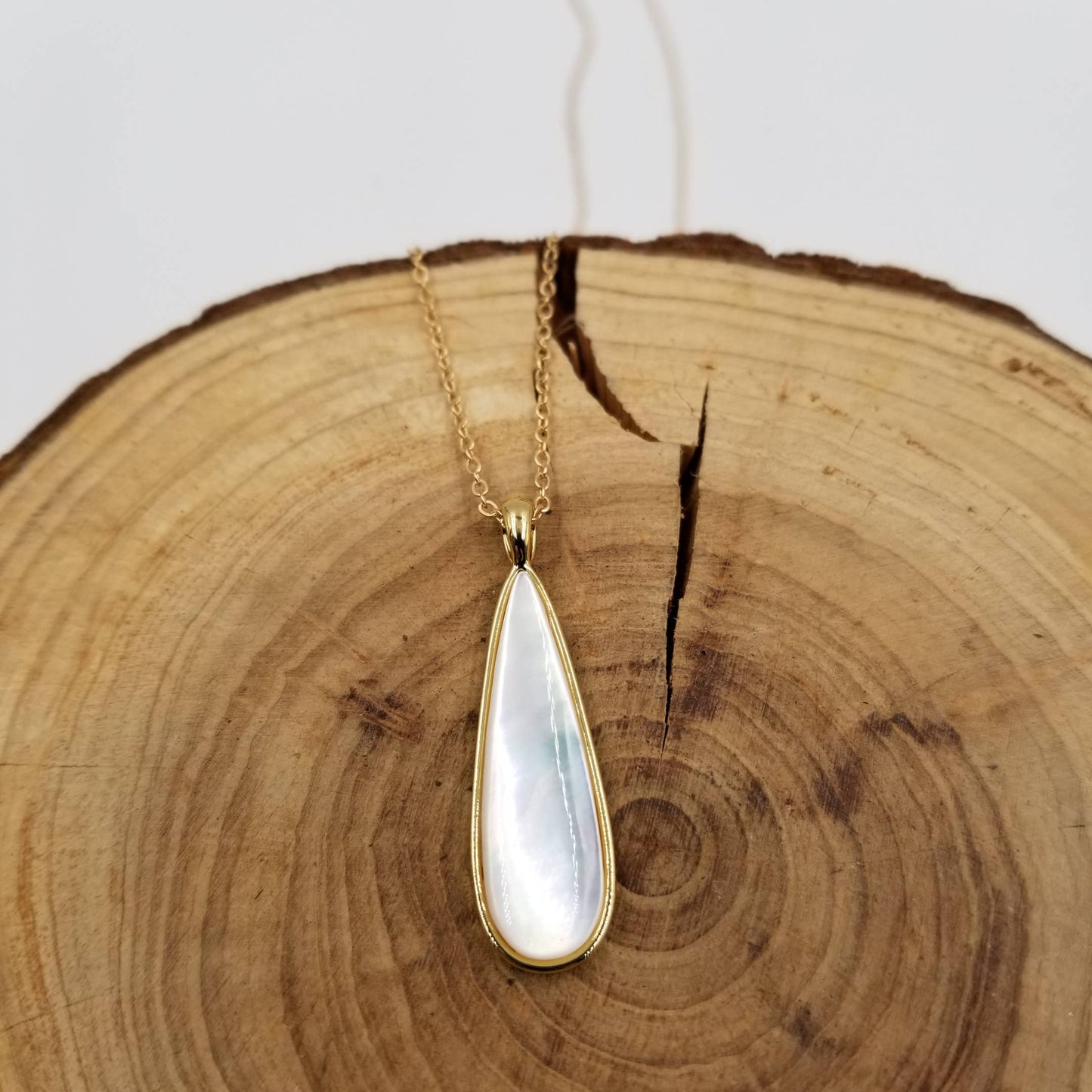 Natural Shell Drop Necklace: Blue