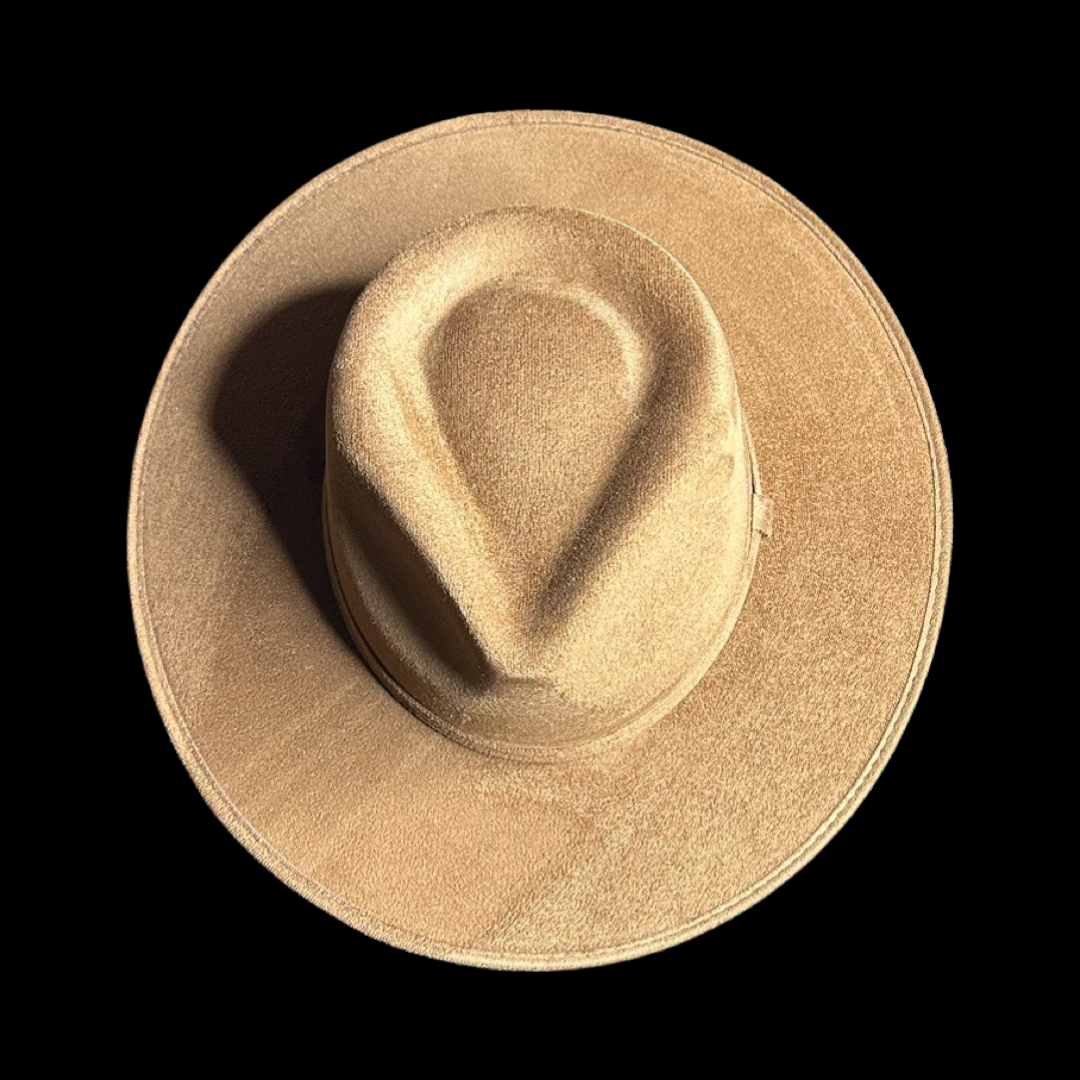 Tear Drop Vegan Suede Rancher Flat Brim: Rust / Large