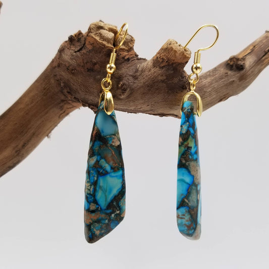 Natural Blue Lace Jasper Stone Earrings