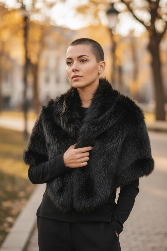 Collared throw over black