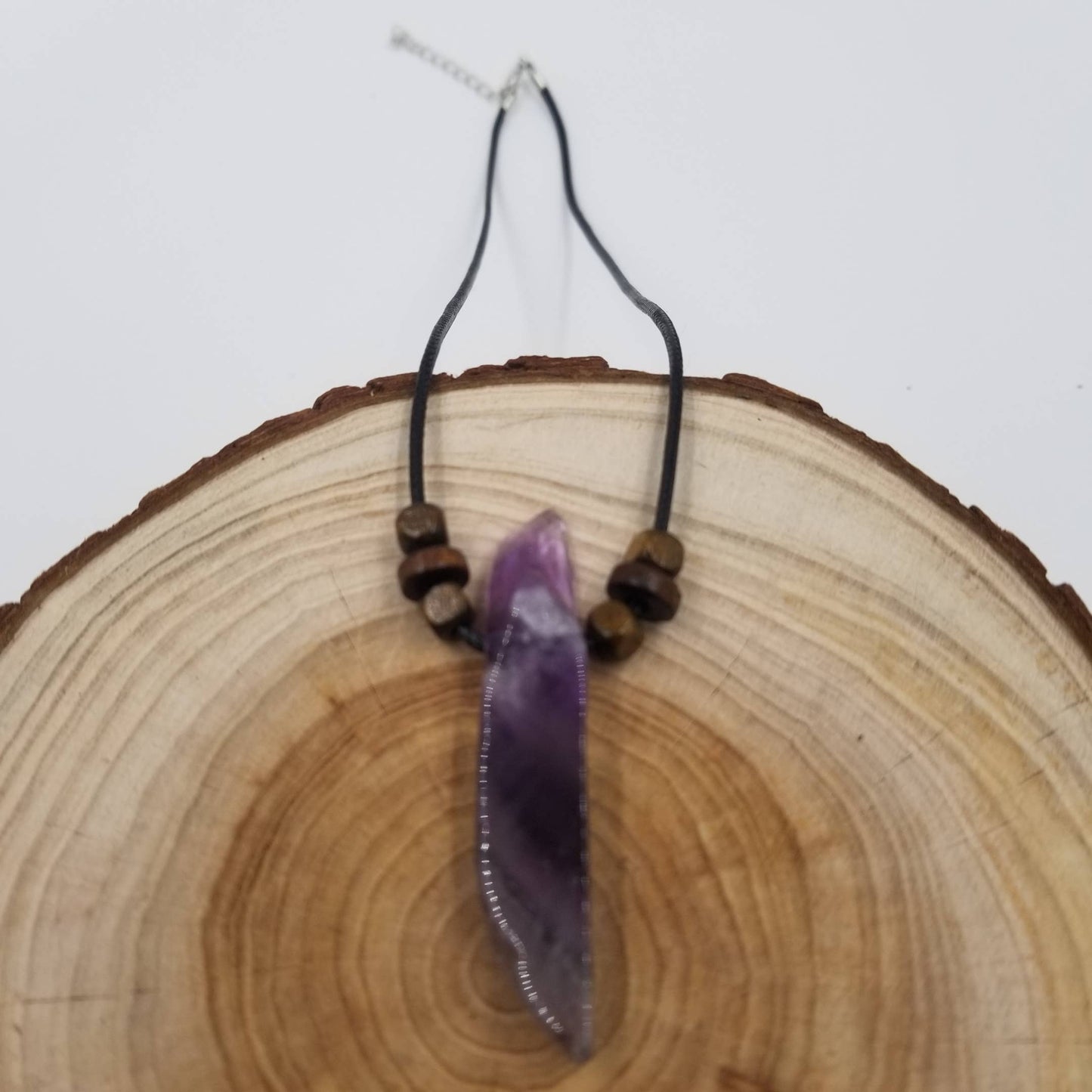 Natural Crystal Pendant Necklace: Purple