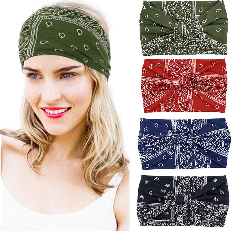 Classic Paisley Pattern Headbands : Green