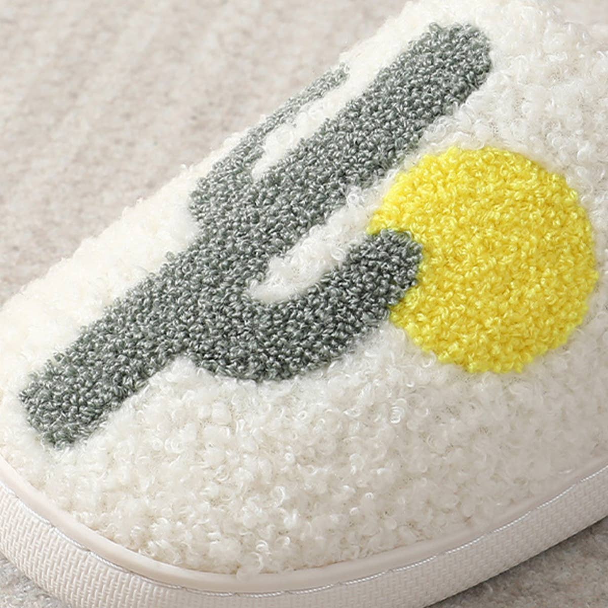 CACTUS PATTERN WARM COTTON SLIPPERS_CWSHS0285: White / (7) 1