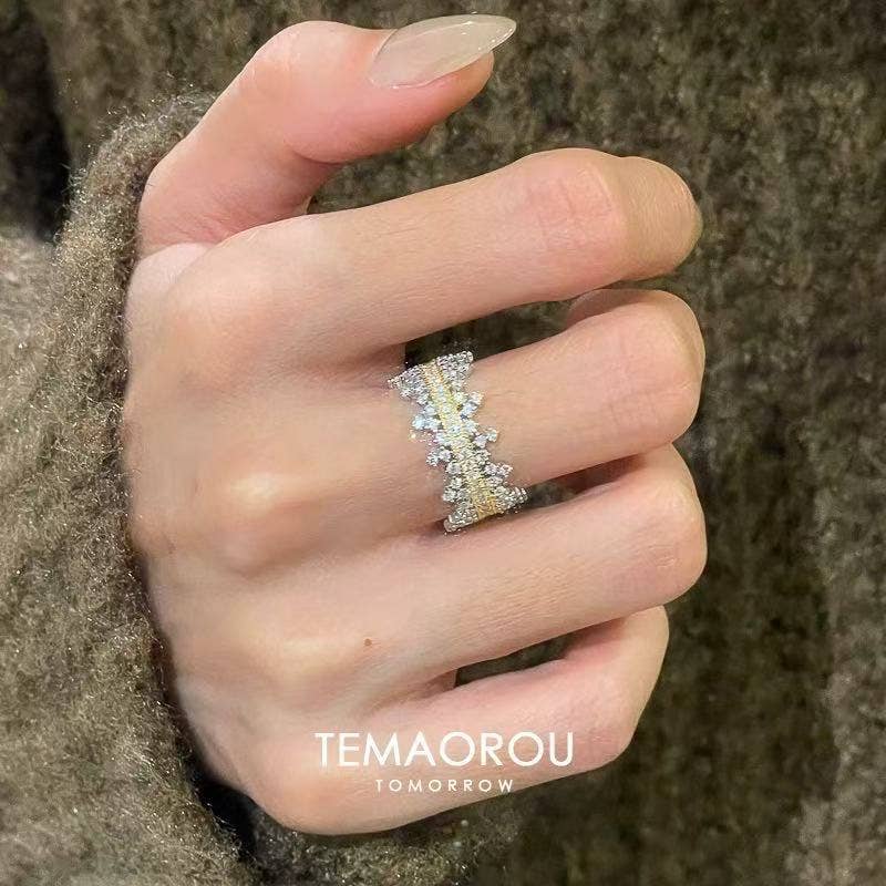 Pavé Crystal Statement Ring: White / Wide Adjustable Ring / Adjustable