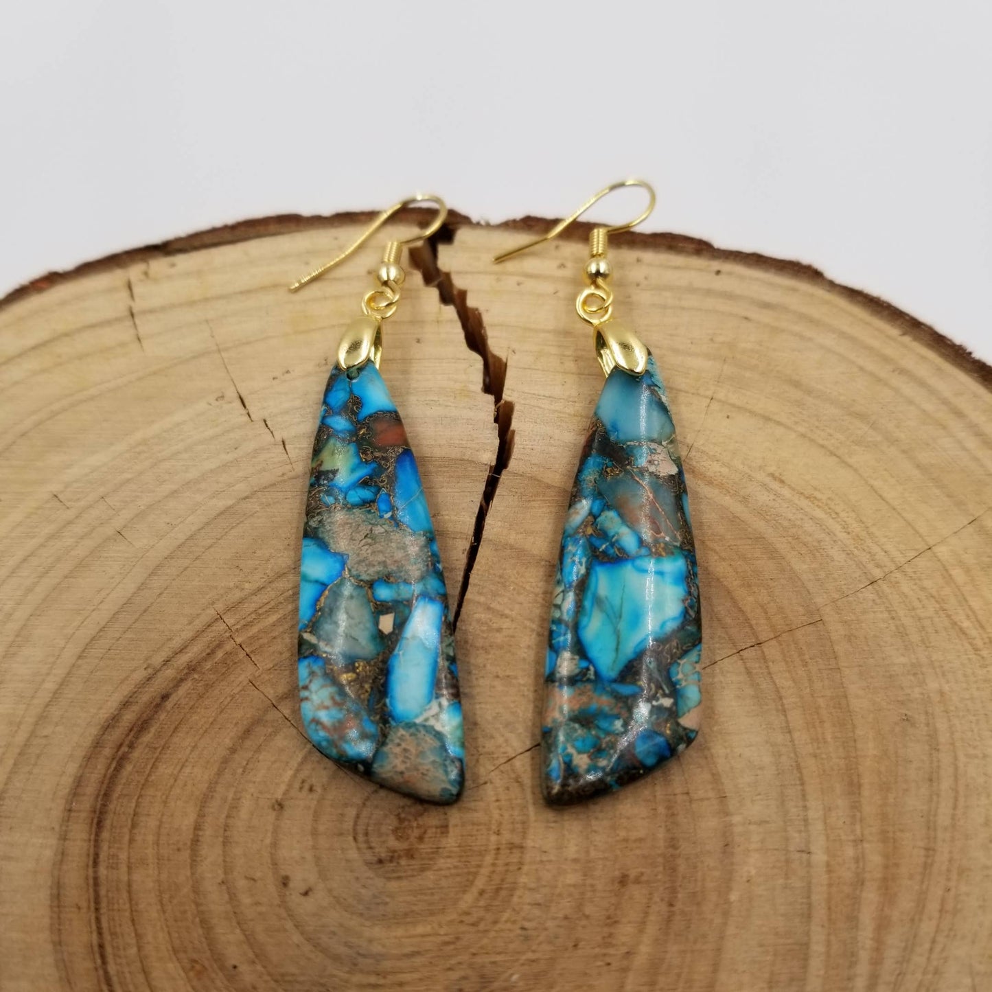 Natural Blue Lace Jasper Stone Earrings