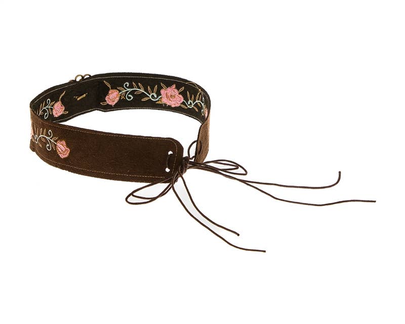 HB-1340 Hat Band - Suede w/ Rose Embroidery