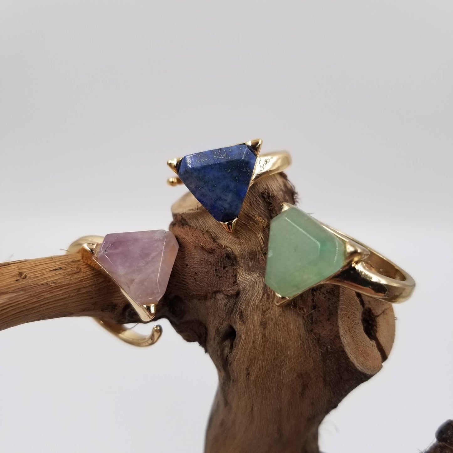 Triangle Natural Stone Ring: Blue