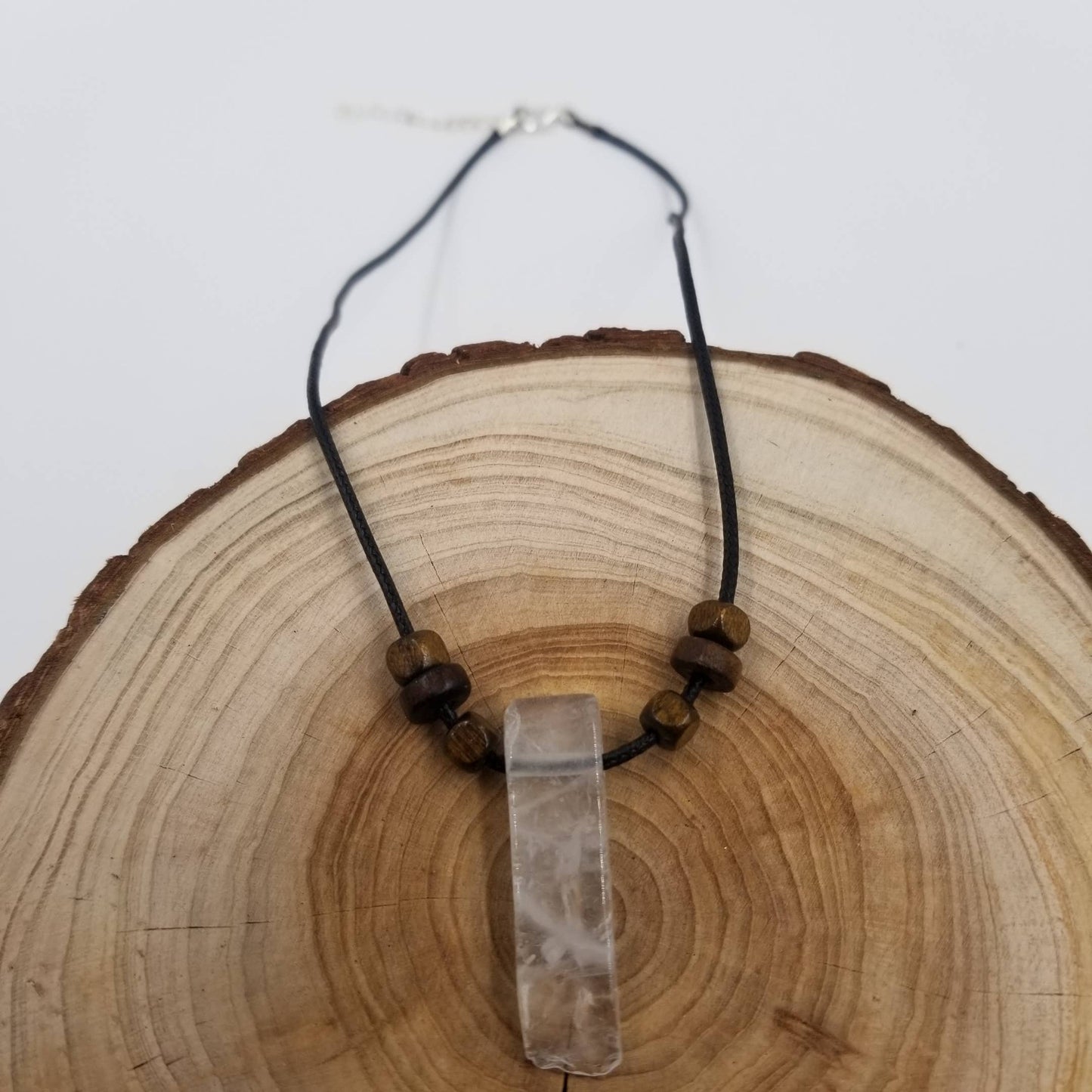 Natural Crystal Pendant Necklace: Purple