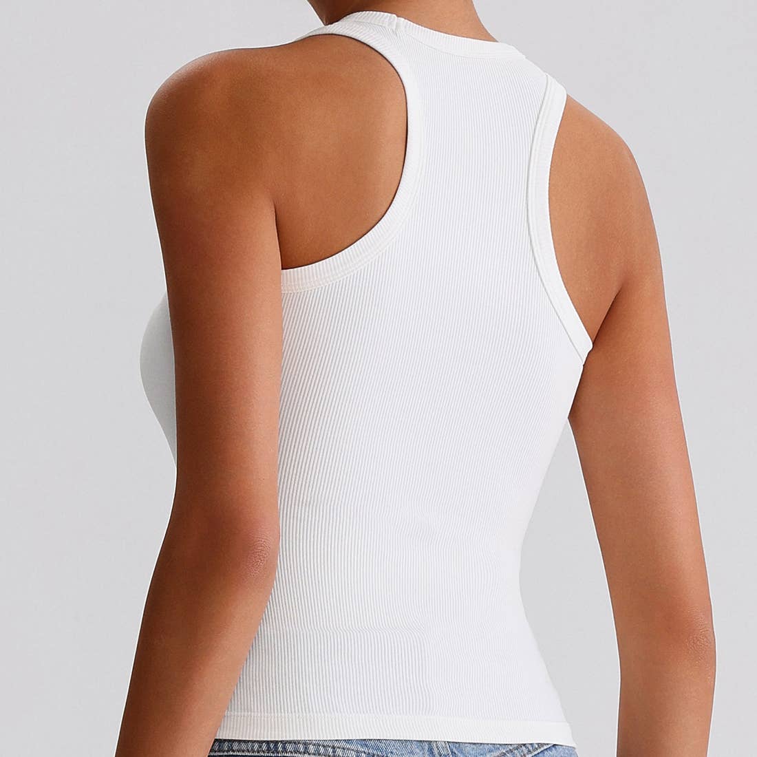 Women Compression H-Back High-Stretch Yoga Sports Tank Top: White / S