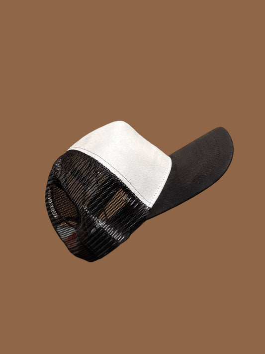 Trucker Cap Vegan Suede : Black/White