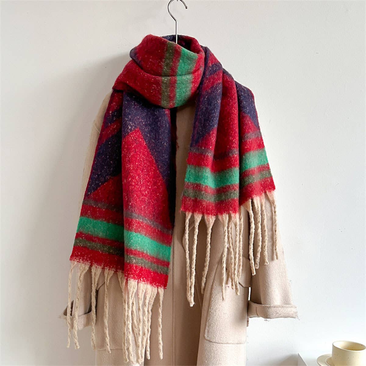 Autumn Winter Long Scarf - Thick Cozy Wrap_CWASC0974: KHAKI / (OS) 2