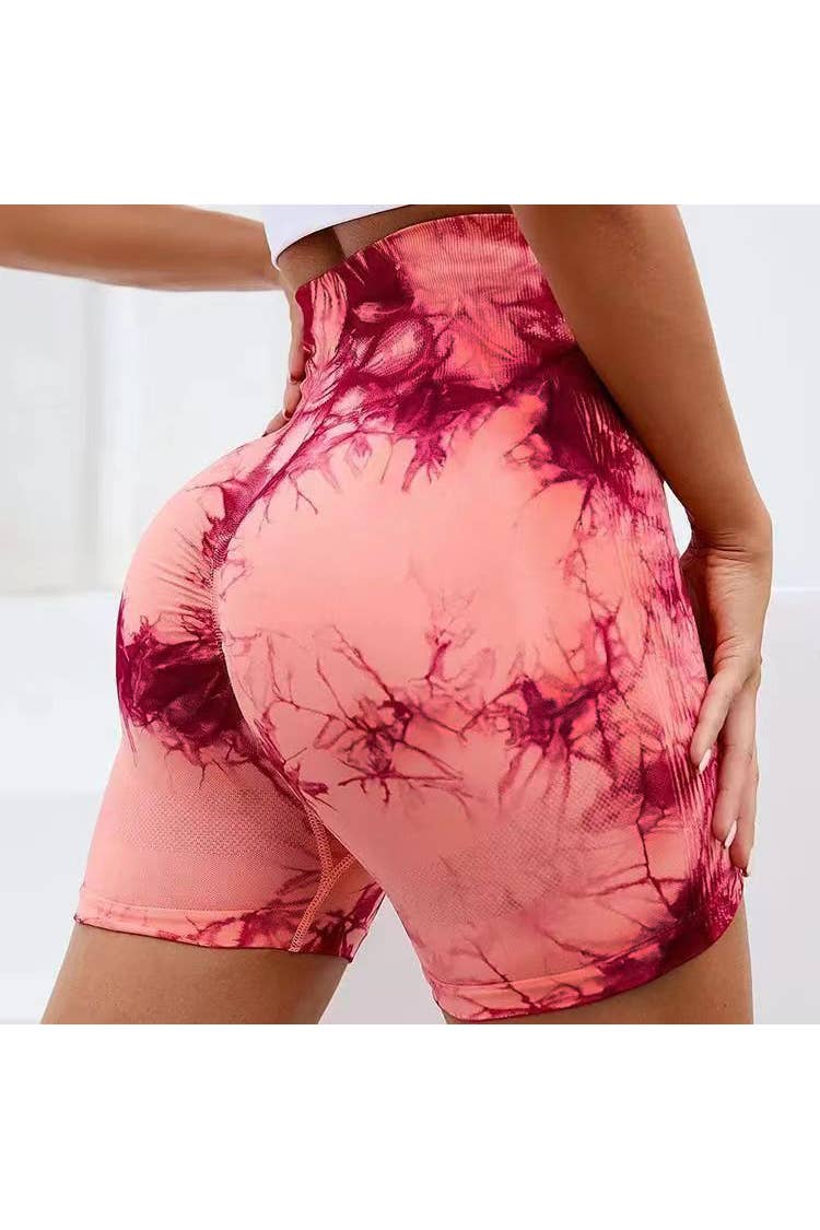 Scrunch butt premium seamless yoga work out stretch shorts : Red