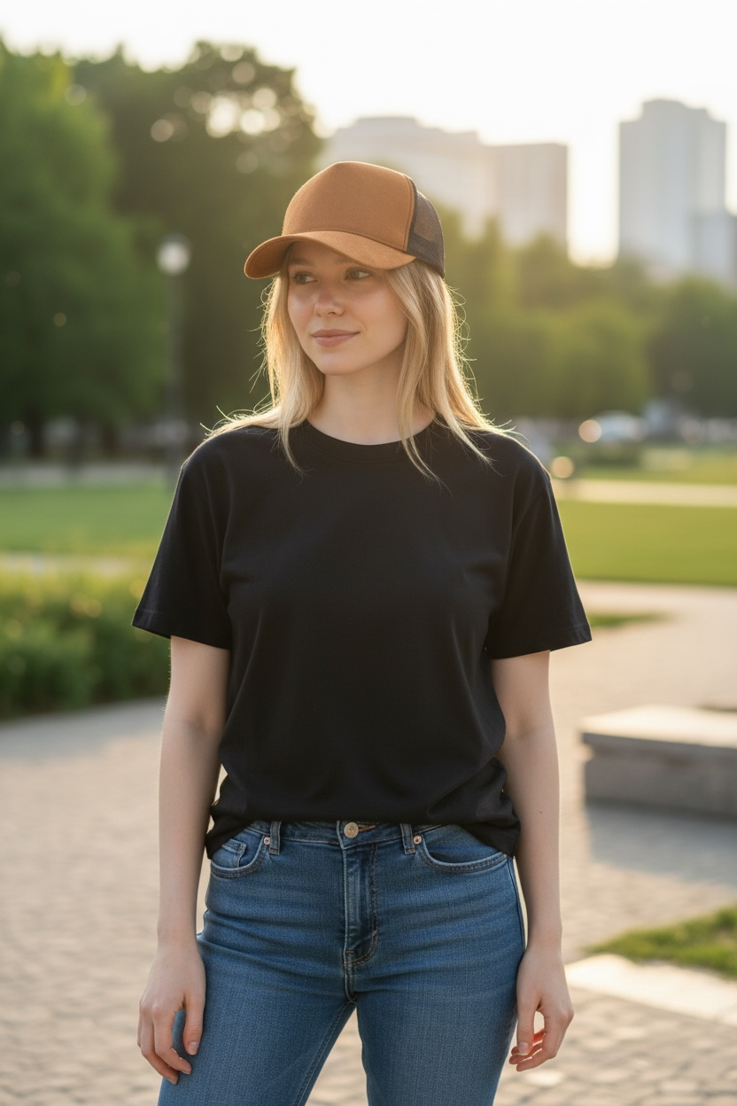 Trucker Cap Vegan Suede : Tabaco/Black