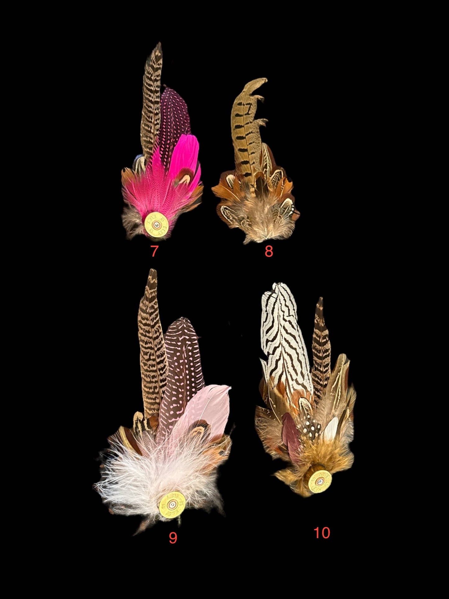 Decorative Side Hat Feathers (Out of SHOTGUN CASING): Browns w/botton #1