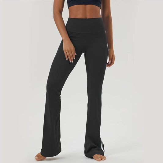 Yoga Color Block Hip Lifting Fitness Sport Flare Pants: Black / XL