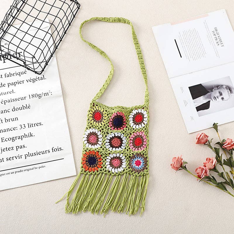 Tassel Handmade Crochet Bag - Exquisite Handcrafted Slingbag: BLACK