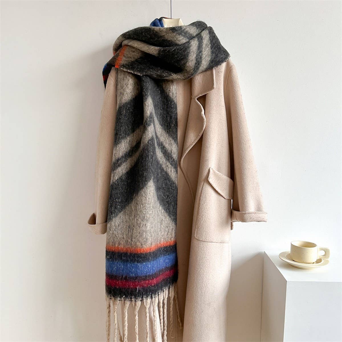 Autumn Winter Long Scarf - Thick Cozy Wrap_CWASC0974: KHAKI / (OS) 2