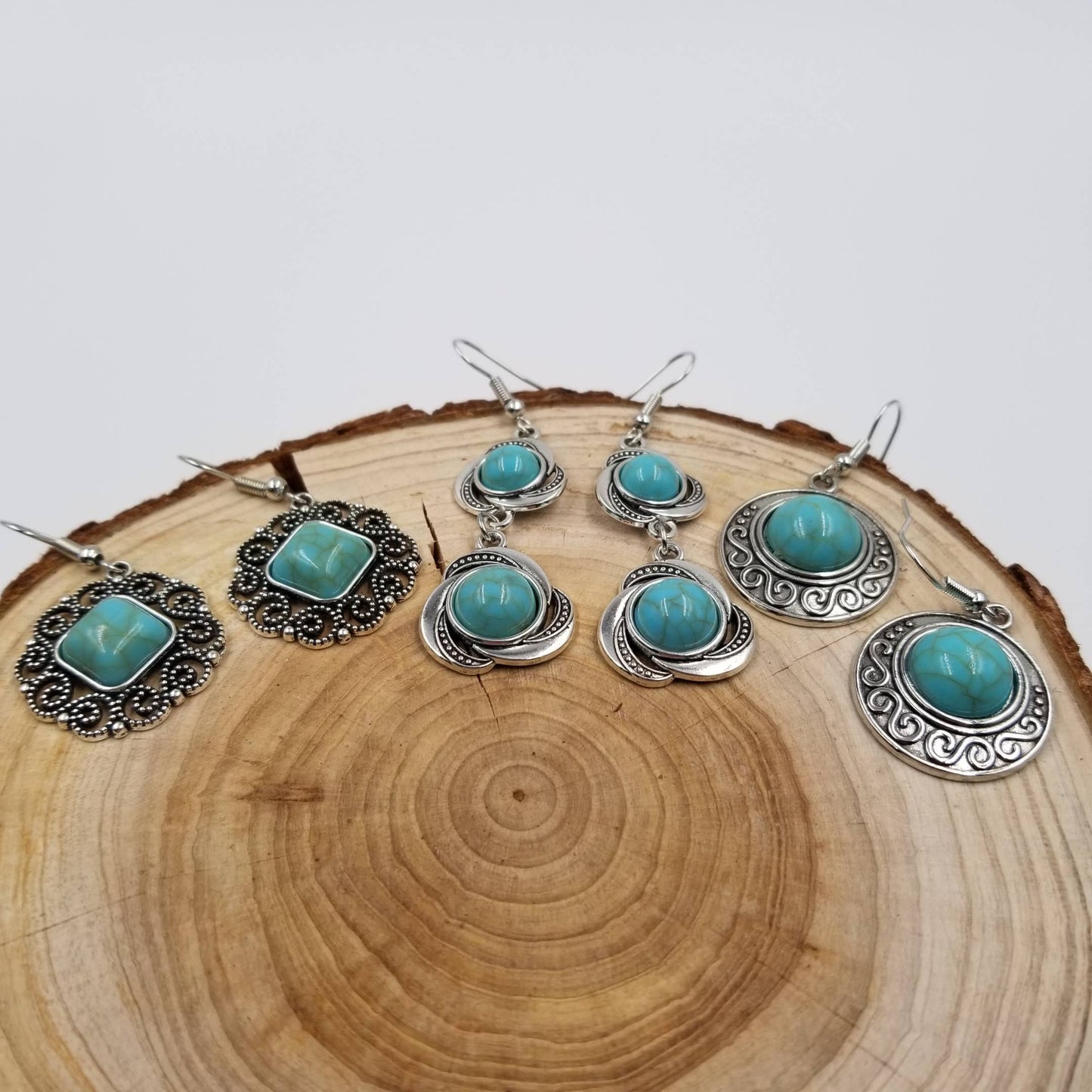 3PCS Set Vintage Turquoise Earrings