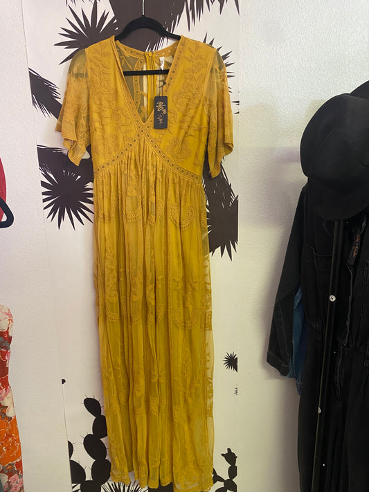 Long Lacey yellowish dress
