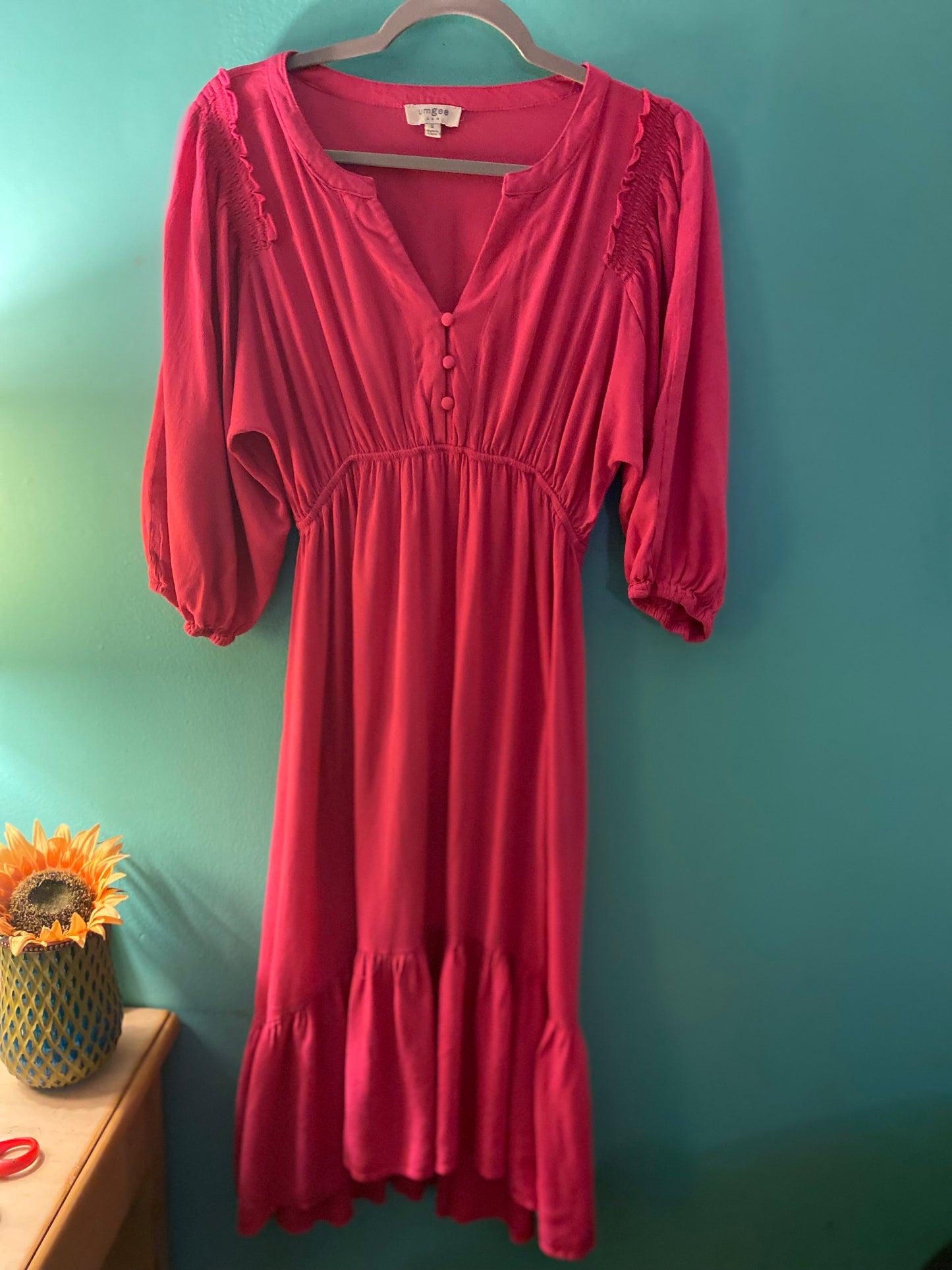 Pink busty dress mid length