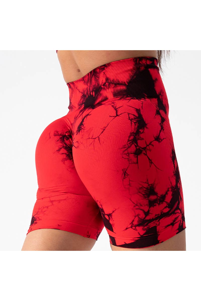 Scrunch butt premium seamless yoga work out stretch shorts : Red