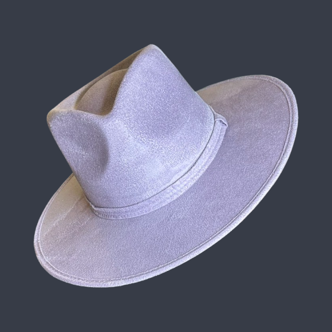 Tear Drop Vegan Suede Rancher Flat Brim: Rust / Large