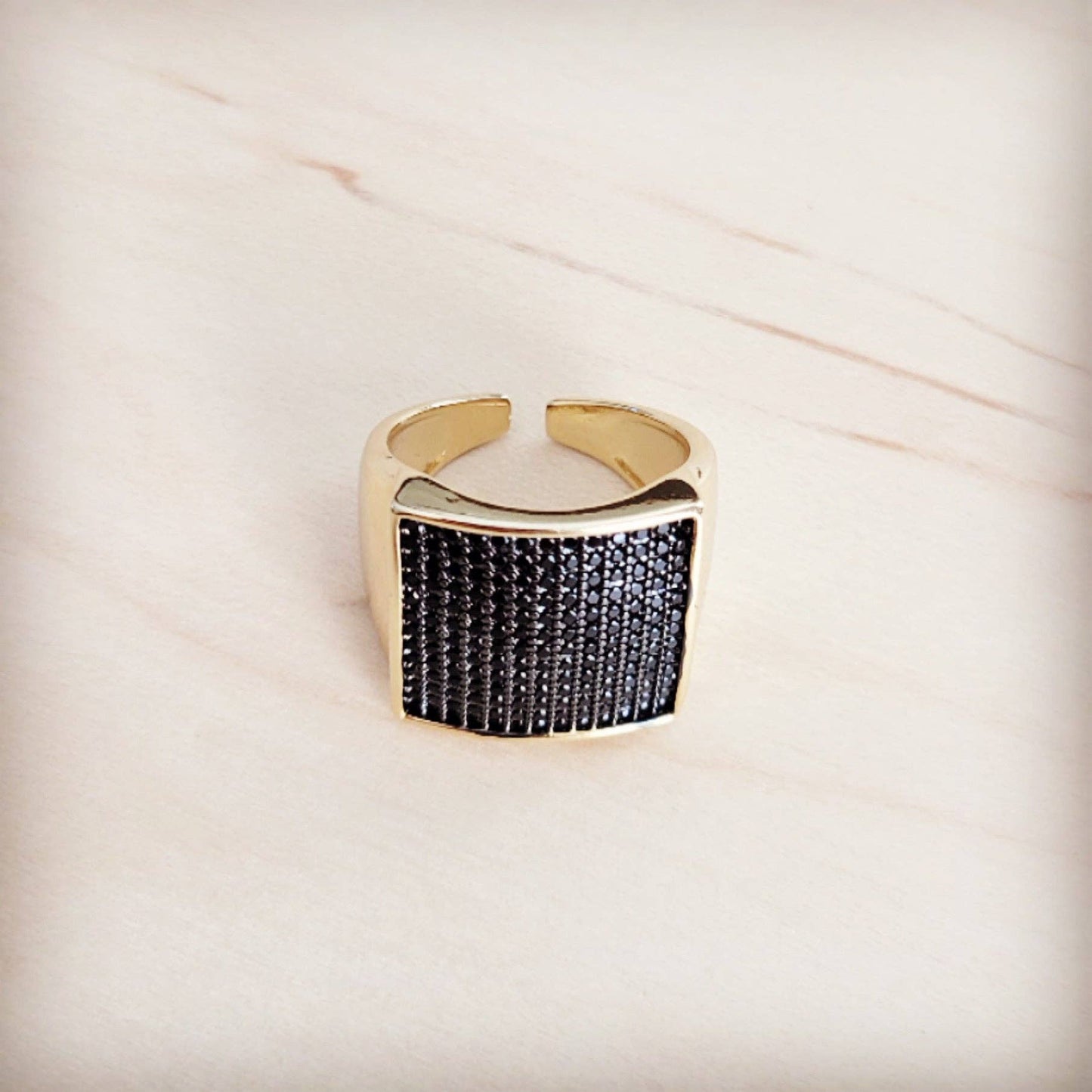 Square Sparkle Gilded Statement Ring 013nn