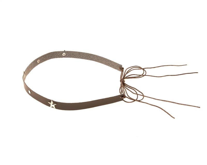HB-13 Hat Band - Silver Star Studded Leather - New!